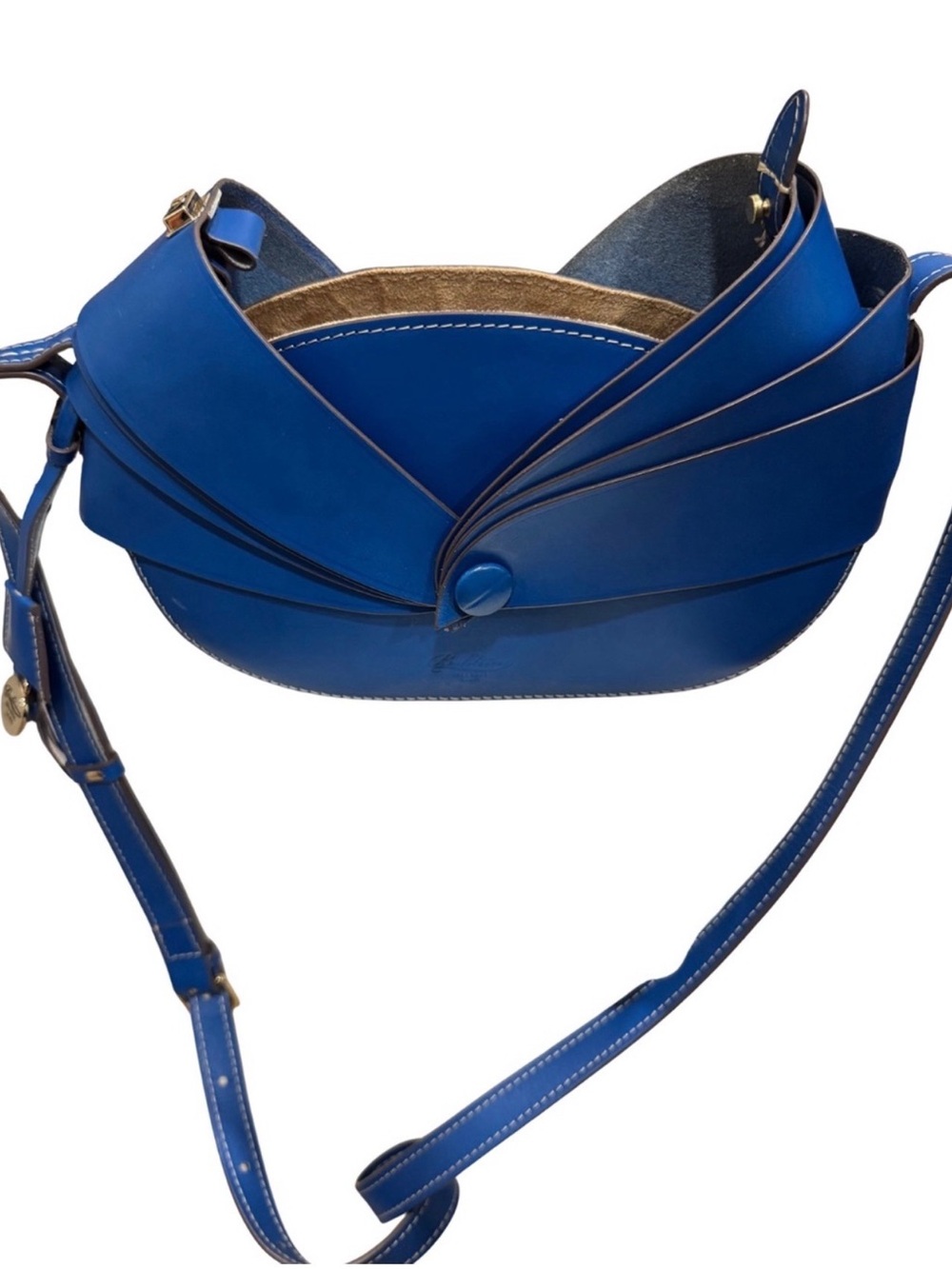 NWT Boldrini Selleria 7043 Mare Blue Italian Leather Crossbody Bag - Picture 2 of 4